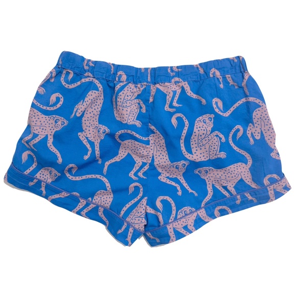 Desmond & Dempsey Monkey Pajama Short Set Chango Blue/Pink Size Large - Picture 10 of 16